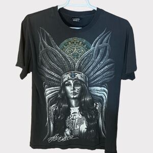 DGA TEES Native Azteca T-shirt Mens Large Thrashed Grunge Punk Goth Nature
